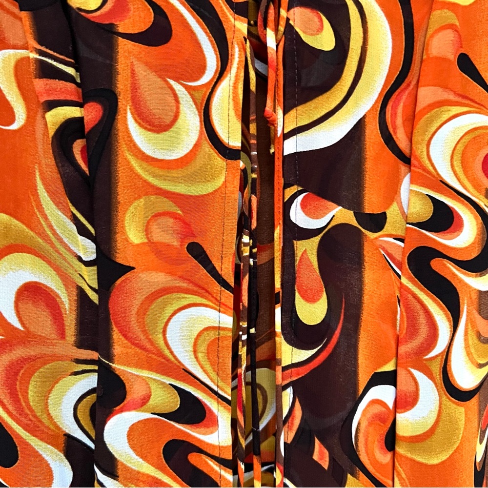 Vintage Psychedelic Orange Mini Sundress Wimsygoth Fairy Fit & Flair Artsy 90's - Picture 16 of 17